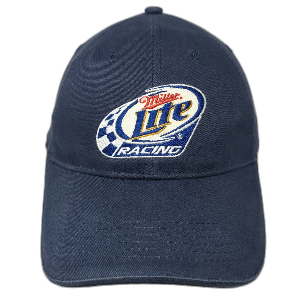 ACME Miller Lite Racing Baseball Cap Blue One Size Checkered Flag Strapback hat